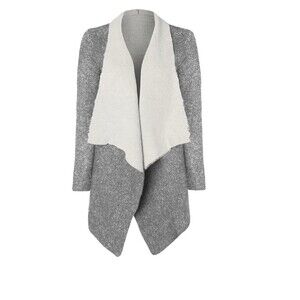 Black Tape Dex Double Faced Cardigan In Grey/Ivory Combo Size S/P